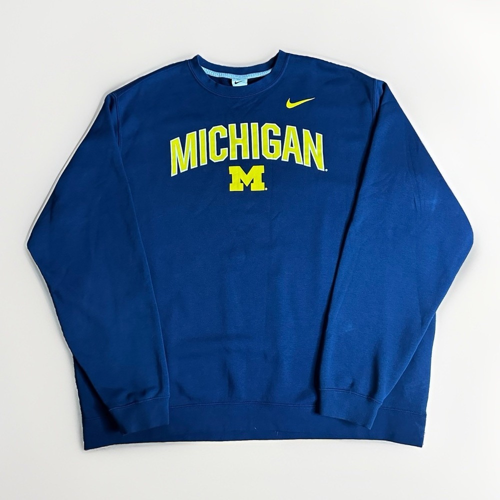 Nike University Michigan Wolverines Crewneck Sweatshirt Mens 3XL Blue UofM